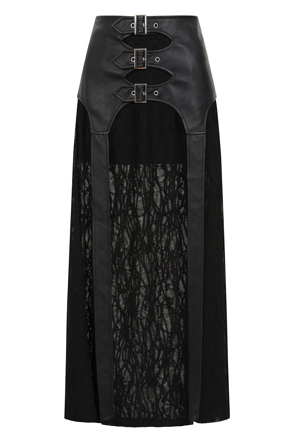 Banned Apparel Velkyn Faux Leather & Knit Panel Skirt in Black - DevilGothic DevilGothic