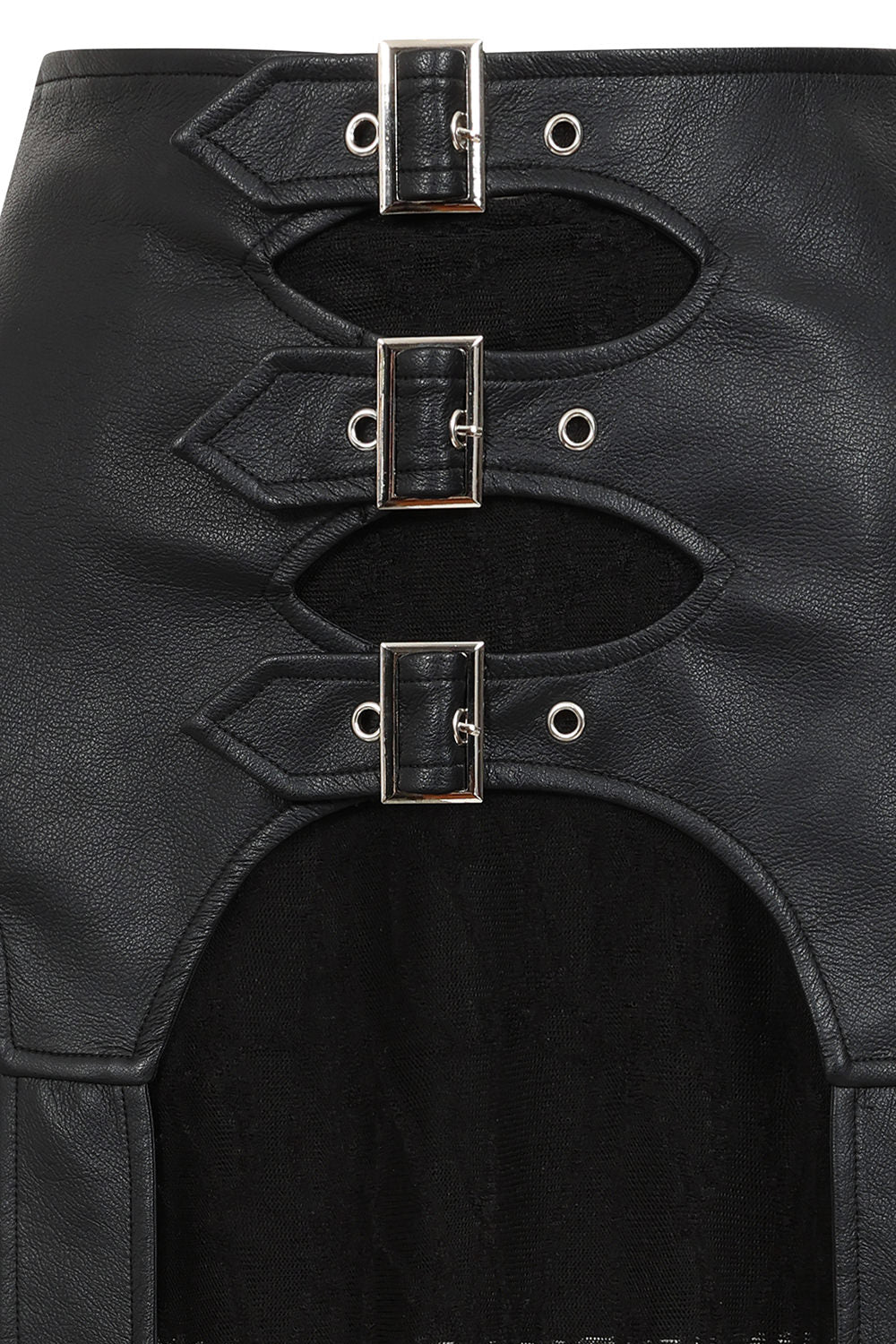 Banned Apparel Velkyn Faux Leather & Knit Panel Skirt in Black - DevilGothic DevilGothic