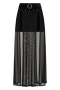 Banned Apparel Obsidian Sheer Mesh Split Skirt in Black - DevilGothic DevilGothic