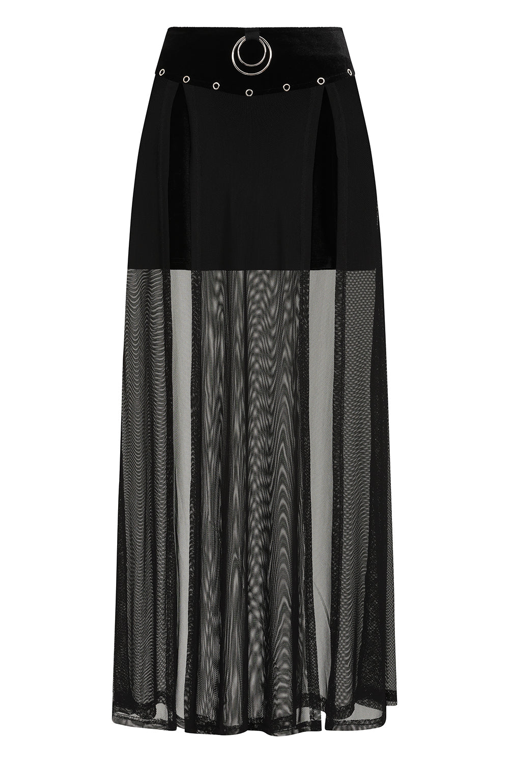 Banned Apparel Obsidian Sheer Mesh Split Skirt in Black - DevilGothic DevilGothic