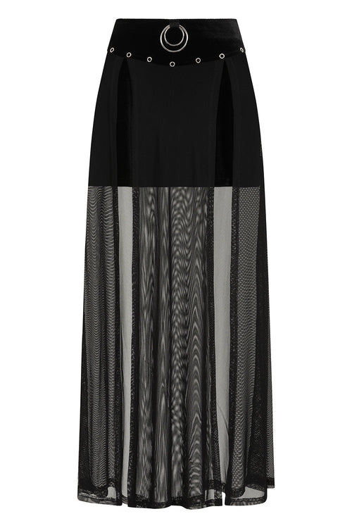 Banned Apparel Obsidian Sheer Mesh Split Skirt in Black - DevilGothic DevilGothic