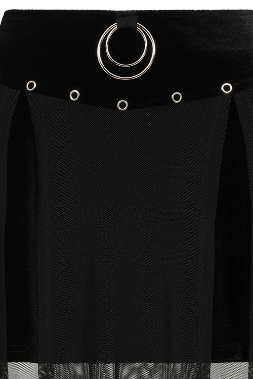 Banned Apparel Obsidian Sheer Mesh Split Skirt in Black - DevilGothic DevilGothic