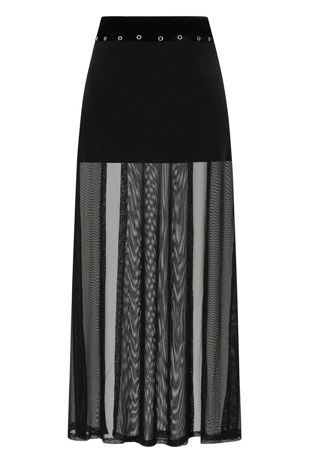 Banned Apparel Obsidian Sheer Mesh Split Skirt in Black - DevilGothic DevilGothic