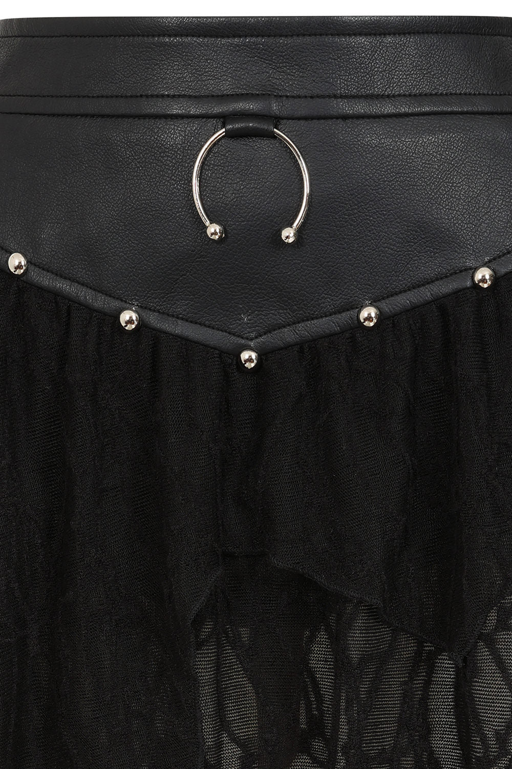 Banned Apparel Luxor Faux Leather & Jagged Knit Skirt in Black - DevilGothic DevilGothic