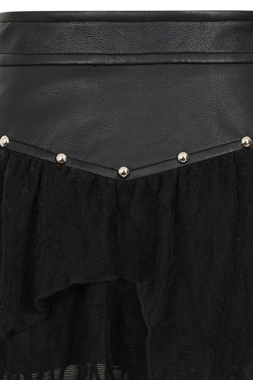 Banned Apparel Luxor Faux Leather & Jagged Knit Skirt in Black - DevilGothic DevilGothic