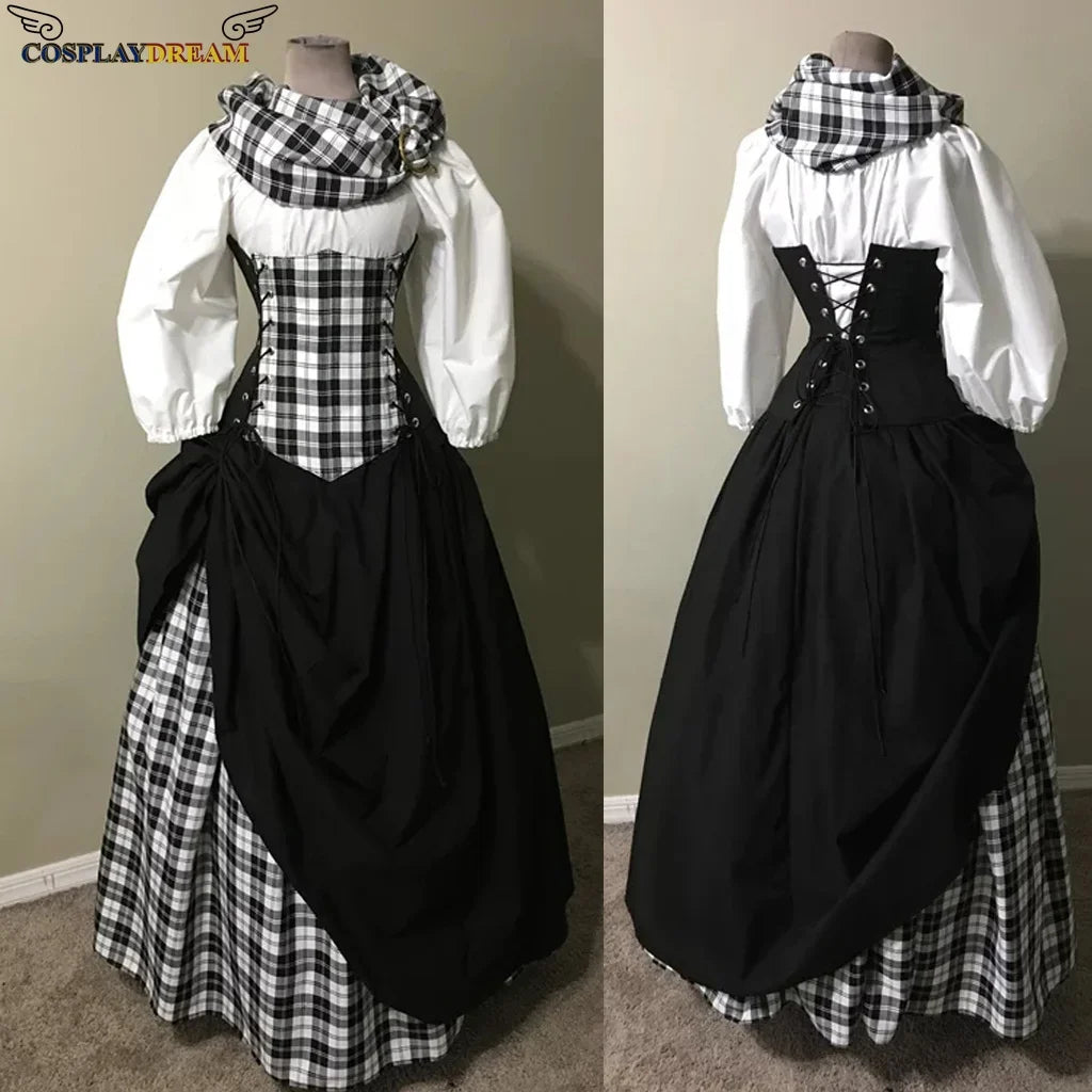 Outlander Claire Fraser Cosplay Dress – Highland Medieval Scottish Costume for Women