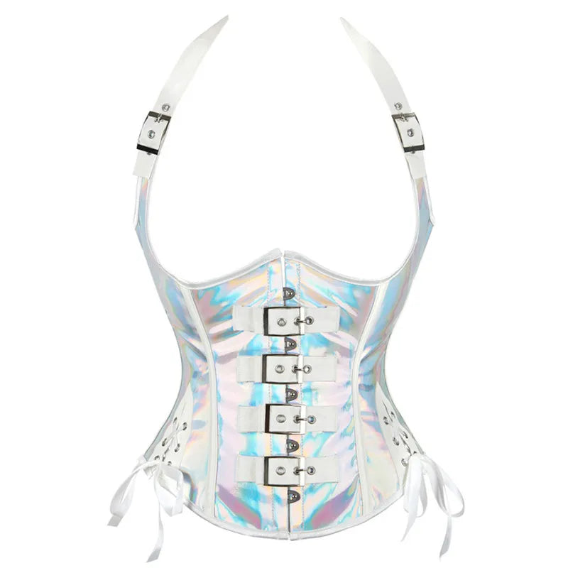 Steampunk Corsets Top Women Halter Corselet Zip Buckled Gothic Underbust Bustier Waist Trainer Vest Corset