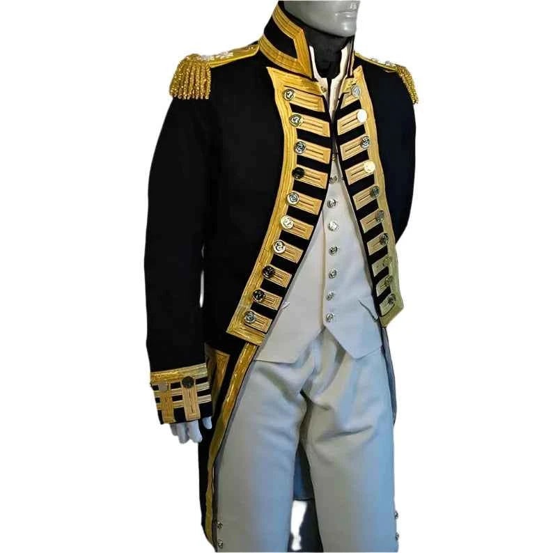 Men’s British Royal Navy Vice‑Admiral Steampunk Hussar Jacket Uniform Costume
