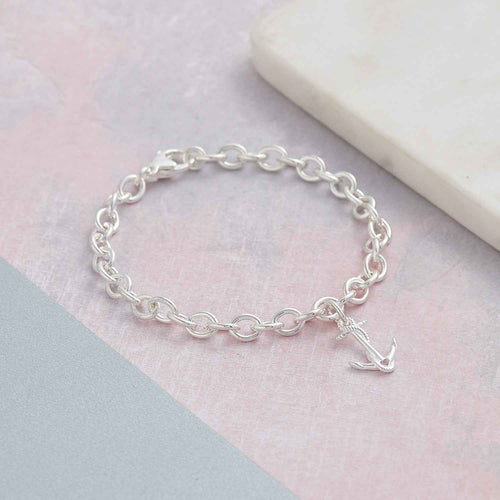 Anchor Silver Charm Bracelet