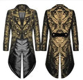 Men's Gothic Victorian Tailcoat – Gold Black Brocade Steampunk Jacket - DevilGothic DevilGothic