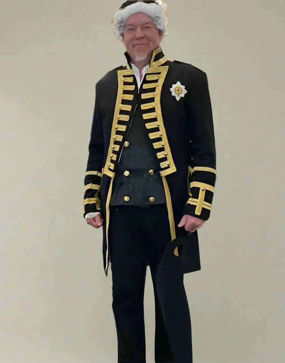 Men’s British Royal Navy Vice‑Admiral Steampunk Hussar Jacket Uniform Costume