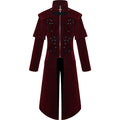Gothic Carved Black Embroidered Red Velveteen Dovetail Men Coat