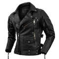Men’s Genuine Leather Biker Jacket – Vintage Brown & Black