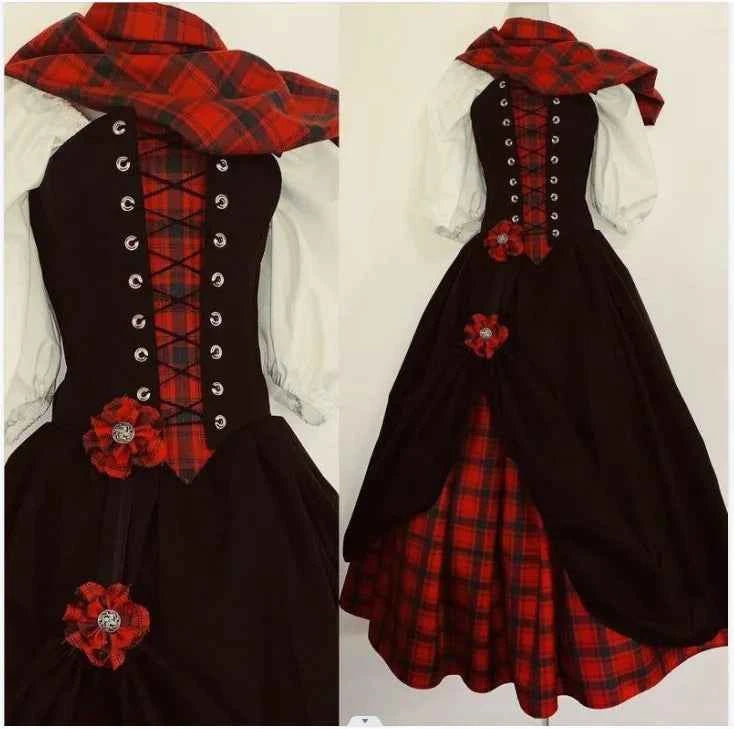 Outlander Claire Fraser Cosplay Dress – Highland Medieval Scottish Costume for Women