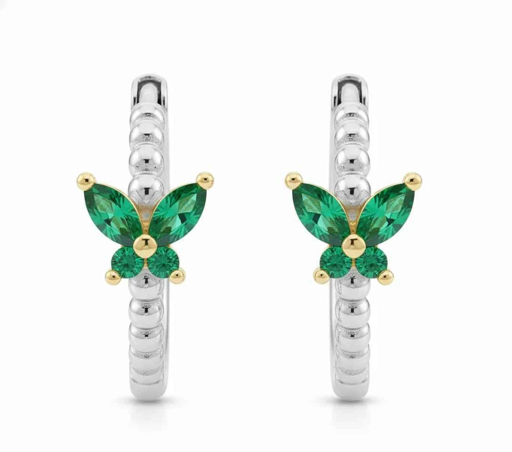 Butterfly Gem Hoop Earrings