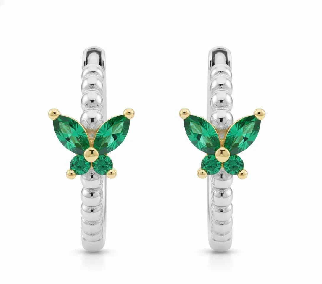 Butterfly Gem Hoop Earrings