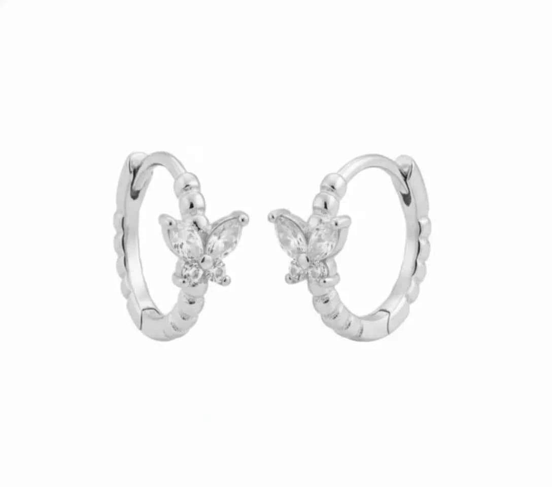 Butterfly Gem Hoop Earrings