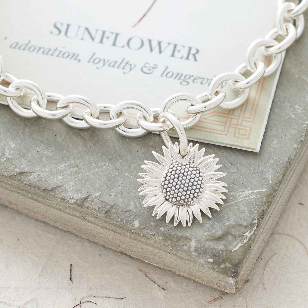 Sunflower Silver Charm Bracelet