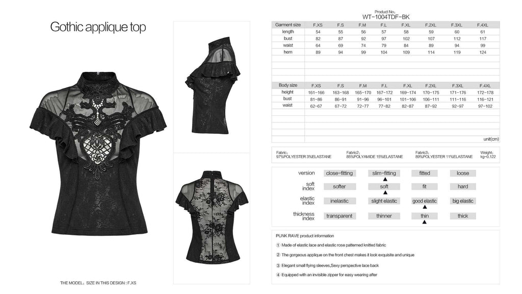 Punk Rave Gothic Applique Top - DevilGothic DevilGothic