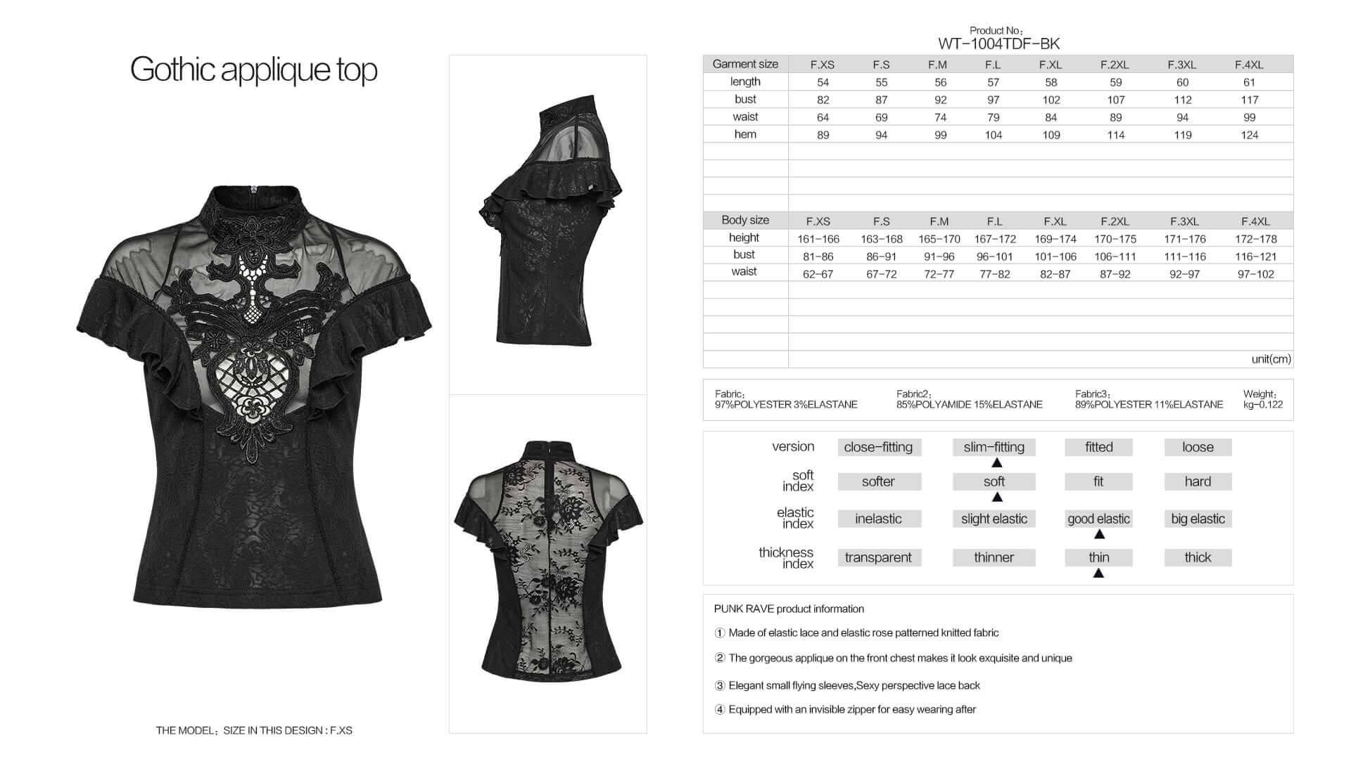 Punk Rave Gothic Applique Top - DevilGothic DevilGothic