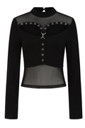 Banned Cordelia Sheer Mesh Panel Goth Top in Black - DevilGothic DevilGothic
