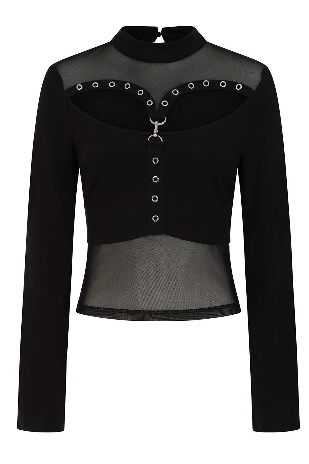 Banned Cordelia Sheer Mesh Panel Goth Top in Black - DevilGothic DevilGothic