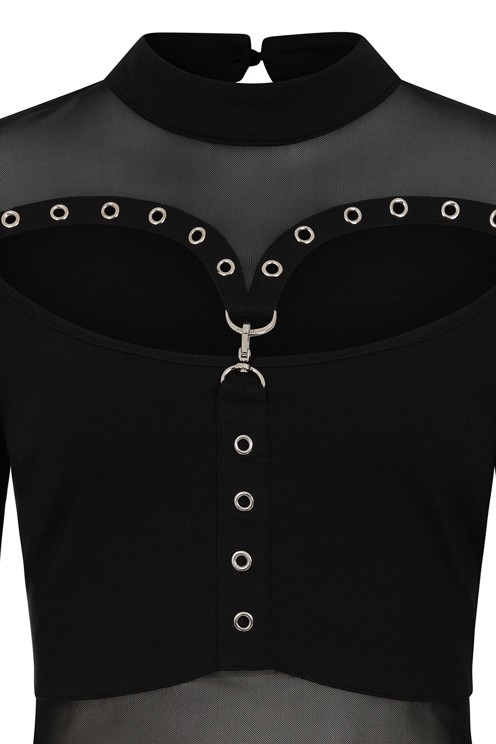 Banned Cordelia Sheer Mesh Panel Goth Top in Black - DevilGothic DevilGothic