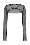 Banned Apparel Venus Metallic Fishnet Crop Top in Blue Black - DevilGothic DevilGothic
