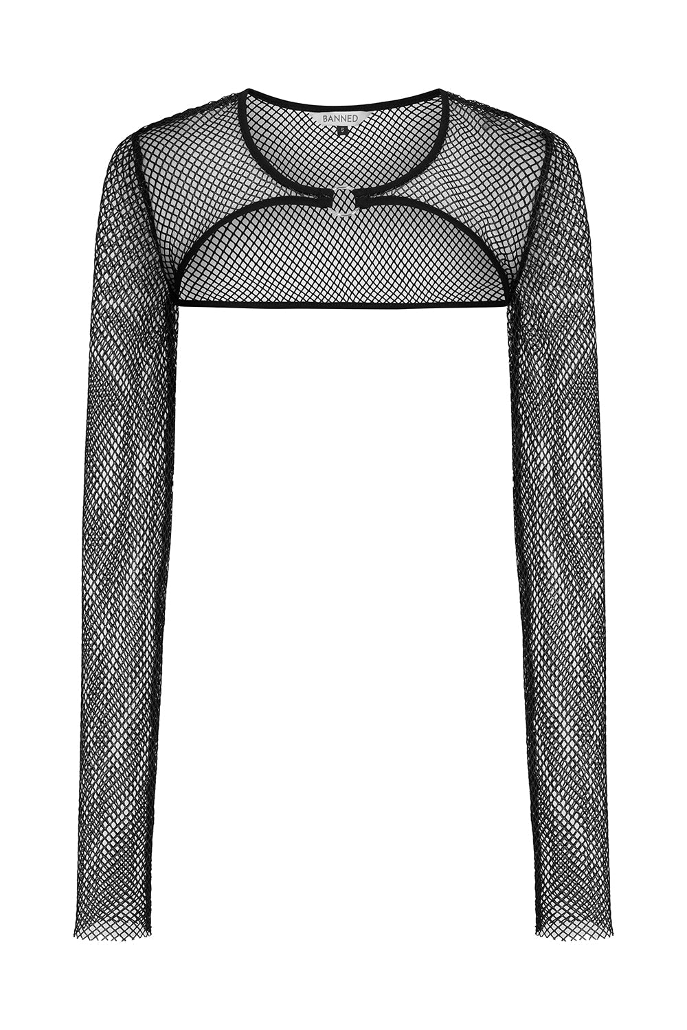 Banned Apparel Venus Metallic Fishnet Crop Top in Blue Black - DevilGothic DevilGothic