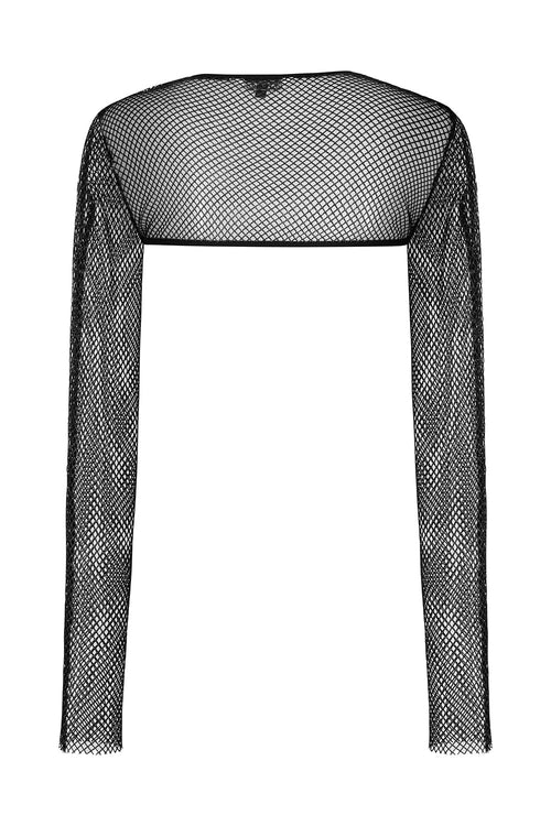 Banned Apparel Venus Metallic Fishnet Crop Top in Blue Black - DevilGothic DevilGothic