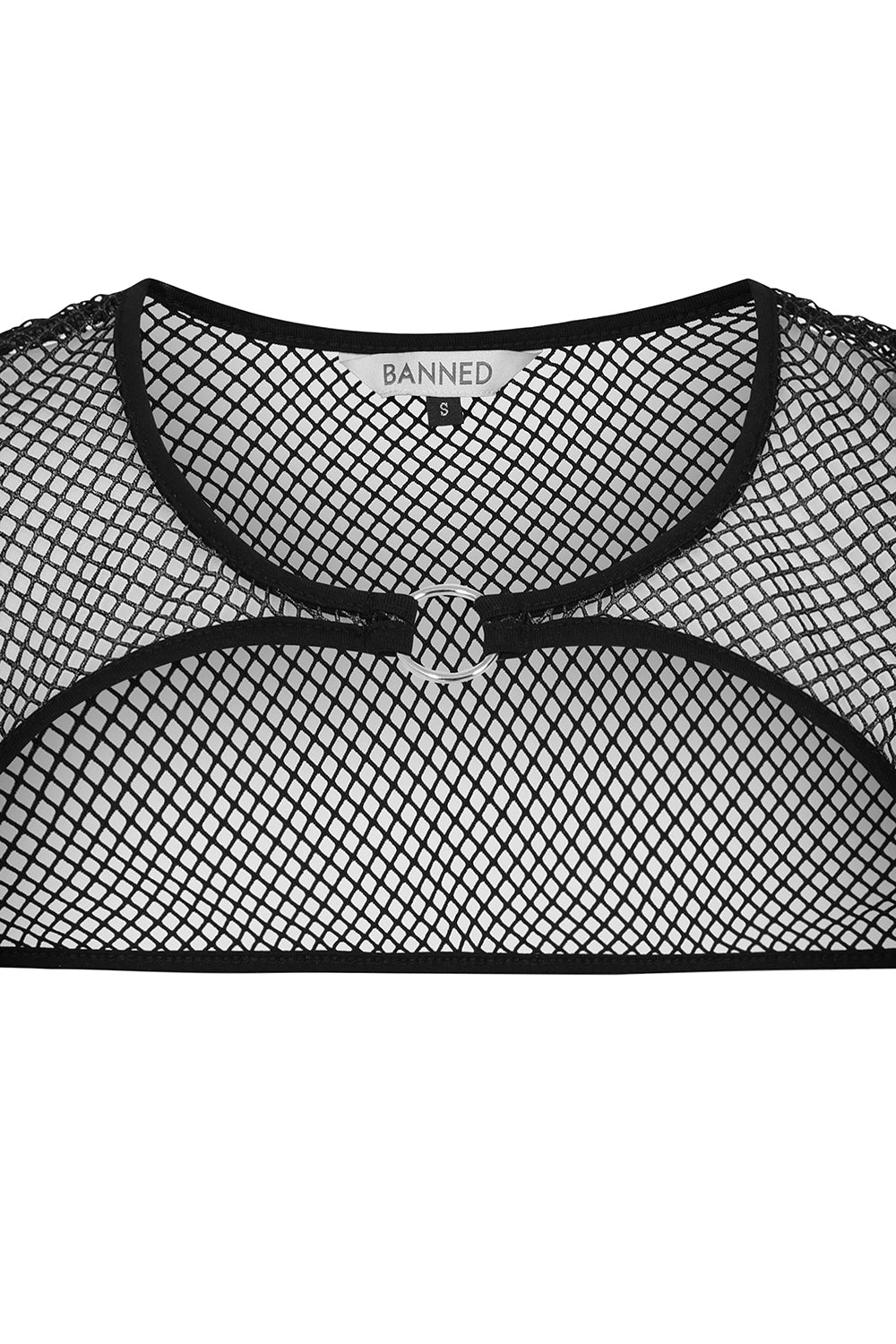 Banned Apparel Venus Metallic Fishnet Crop Top in Blue Black - DevilGothic DevilGothic