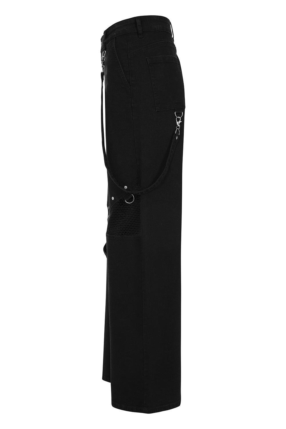 Banned Apparel Cinder Industrial Mesh Panel Wide Leg Trousers - DevilGothic DevilGothic