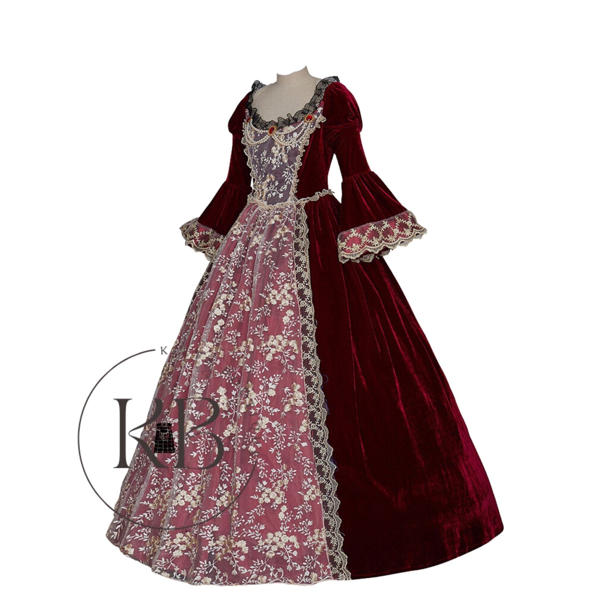 Victorian Gothic Wedding Dresses Civil War Southern Belle Rococo Long Sleeve Lace-up Bridal Dress - DevilGothic DevilGothic