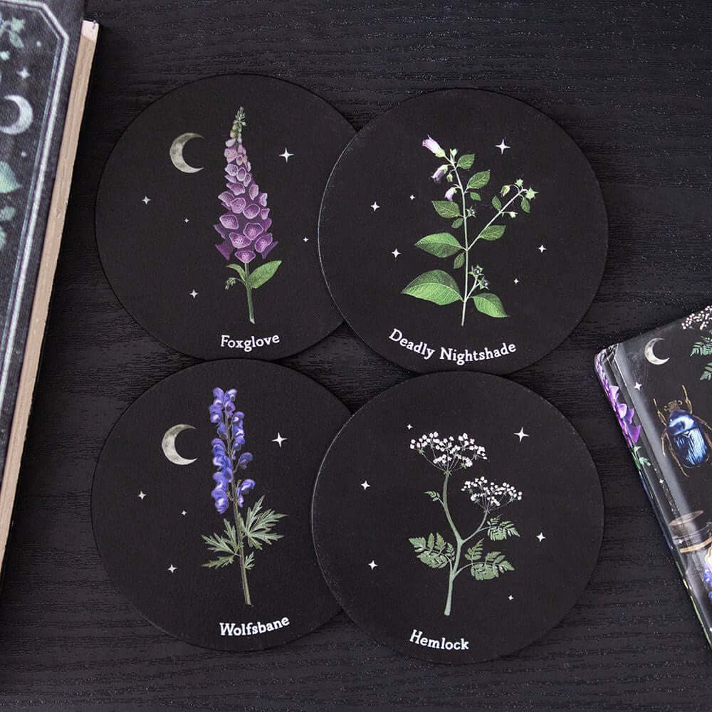 Gothic Gifts Poisonous Plants Coaster Set - DevilGothic DevilGothic