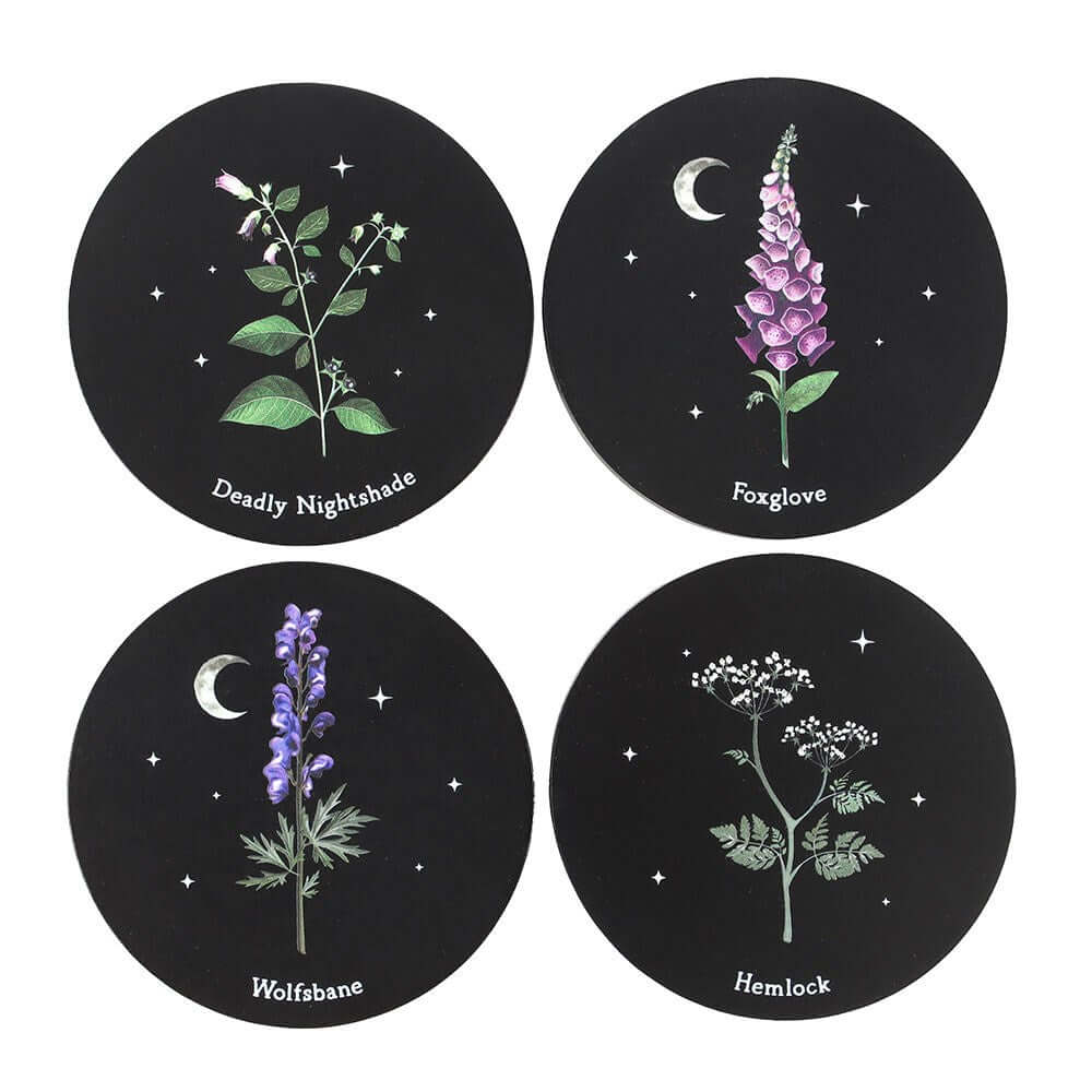 Gothic Gifts Poisonous Plants Coaster Set - DevilGothic DevilGothic