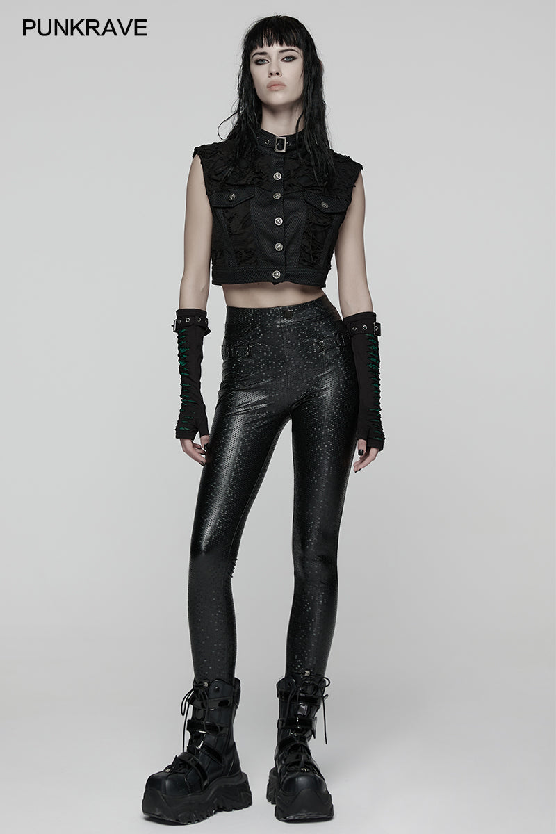 Punk Rave Ravenna Leggings - Black Prism Finish - DevilGothic DevilGothic