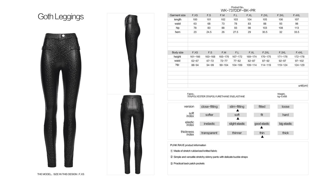 Punk Rave Ravenna Leggings - Black Prism Finish - DevilGothic DevilGothic