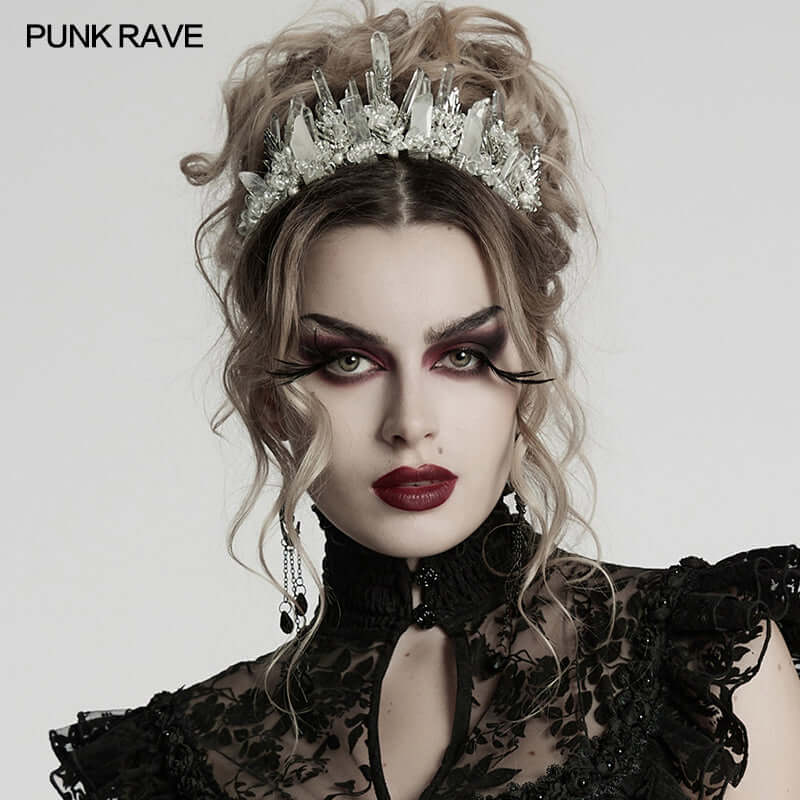 Punk Rave Gorgeous White Crystal Headband - DevilGothic DevilGothic