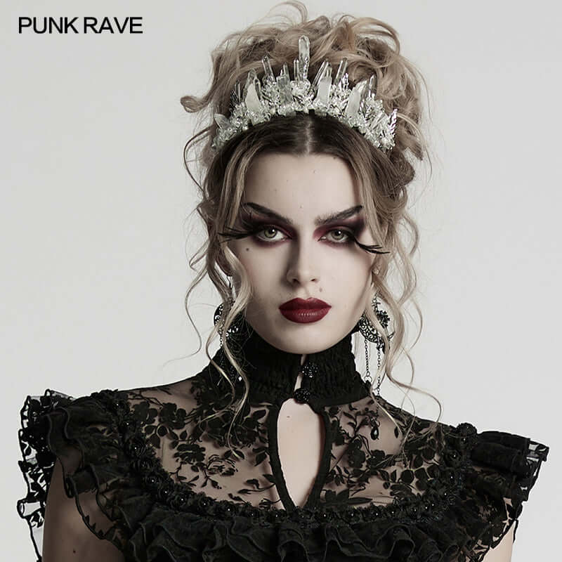 Punk Rave Gorgeous White Crystal Headband - DevilGothic DevilGothic