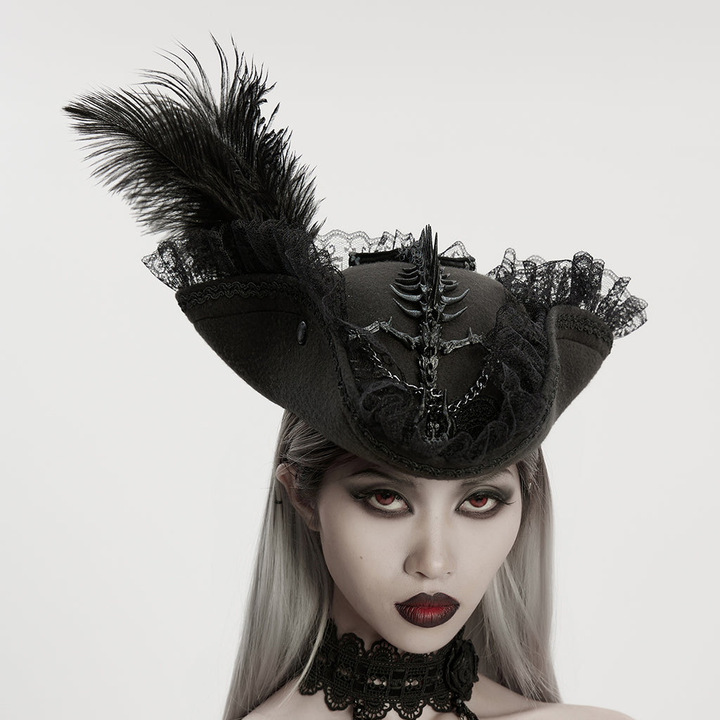 Punk Rave Goth Imprisoned Beast Bone Pirate Hat - DevilGothic DevilGothic