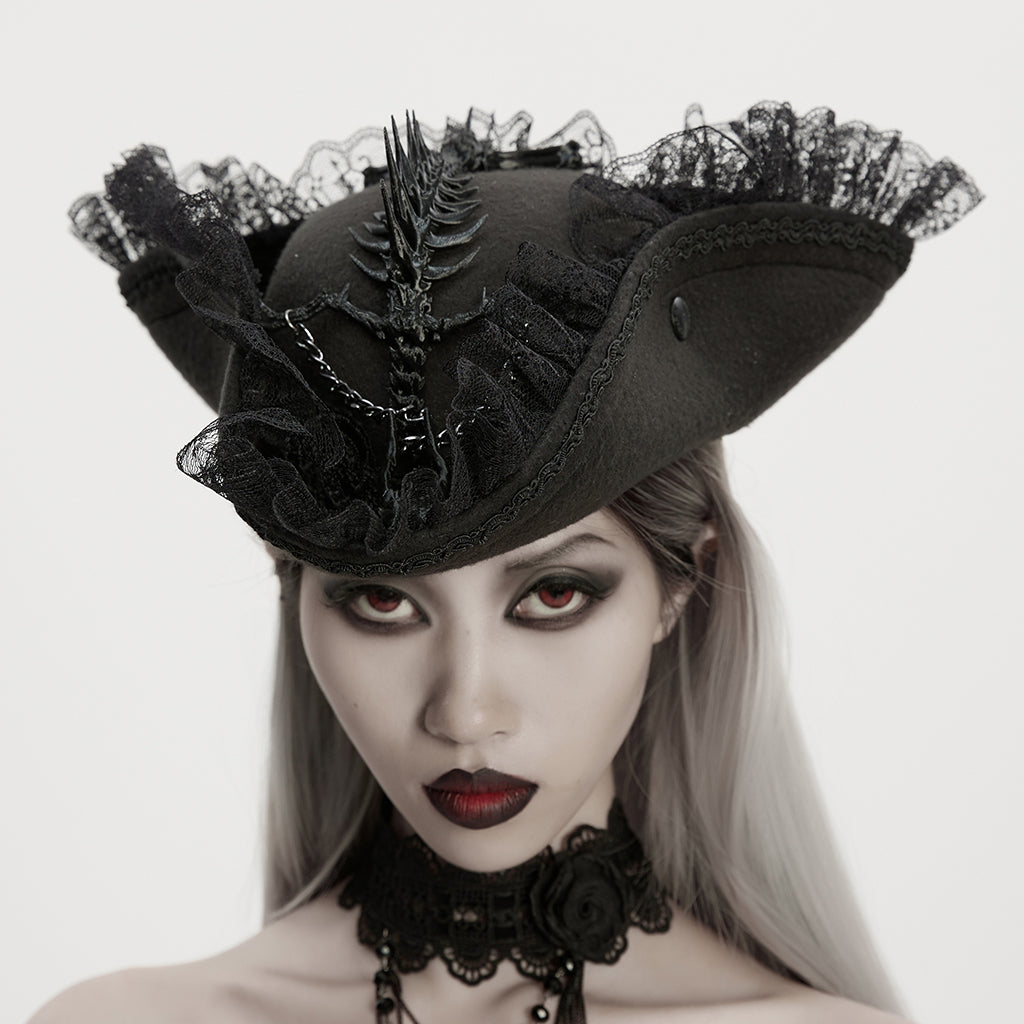 Punk Rave Goth Imprisoned Beast Bone Pirate Hat - DevilGothic DevilGothic