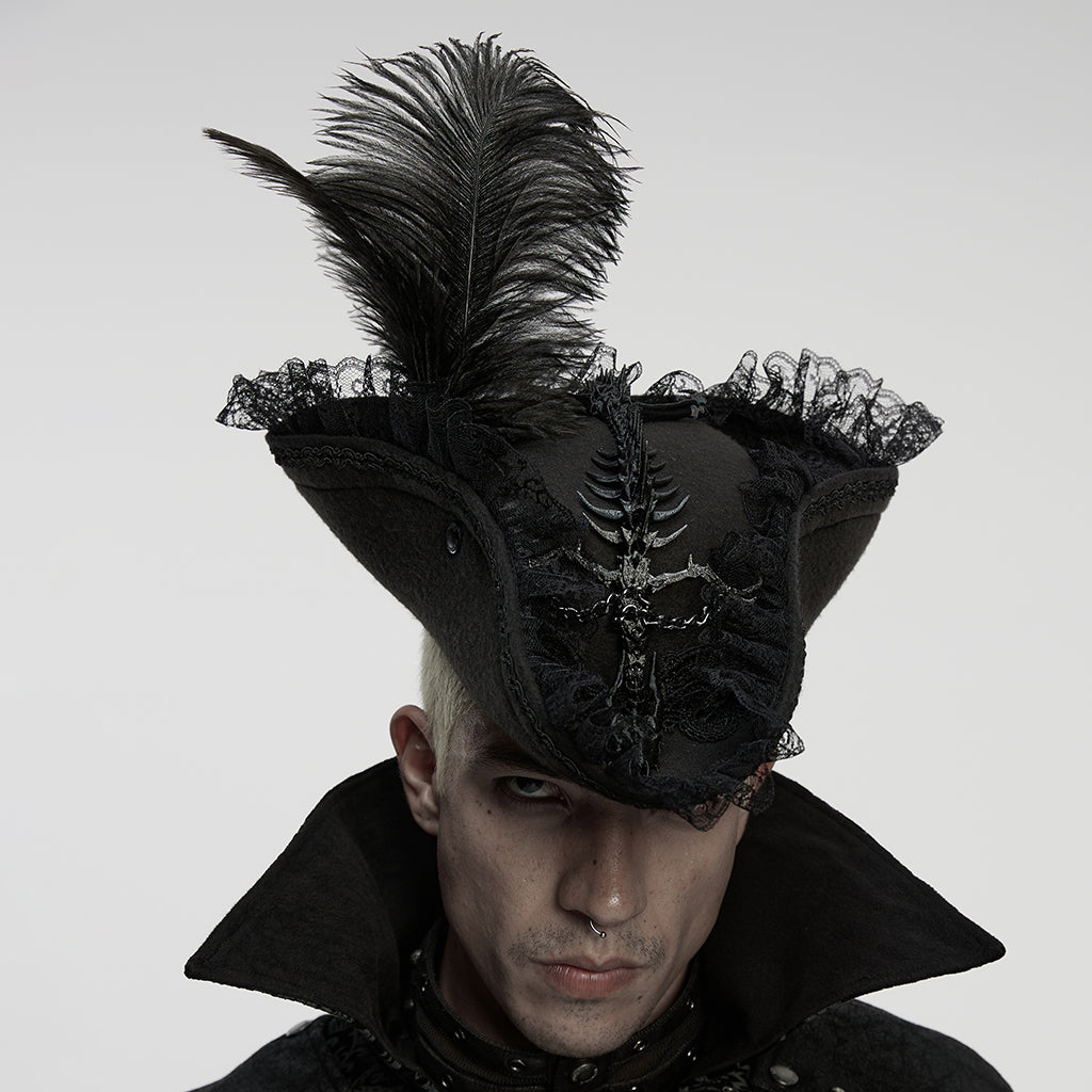 Punk Rave Goth Imprisoned Beast Bone Pirate Hat - DevilGothic DevilGothic