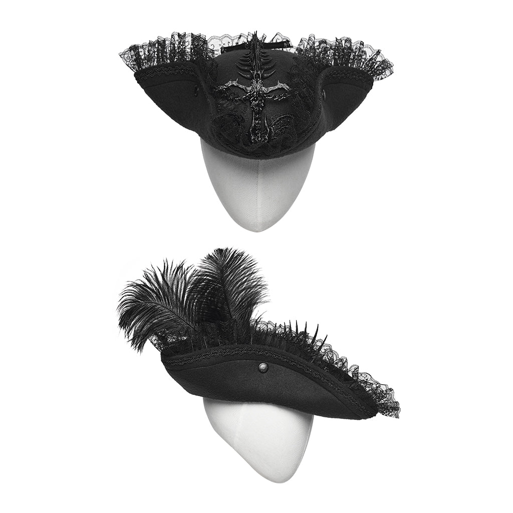 Punk Rave Goth Imprisoned Beast Bone Pirate Hat - DevilGothic DevilGothic