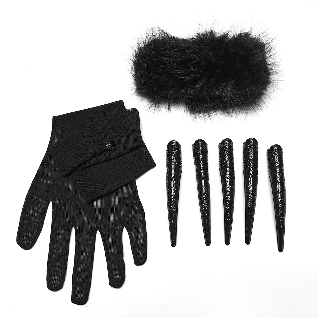 Punk Rave Fluffy Goth Gloves - DevilGothic DevilGothic