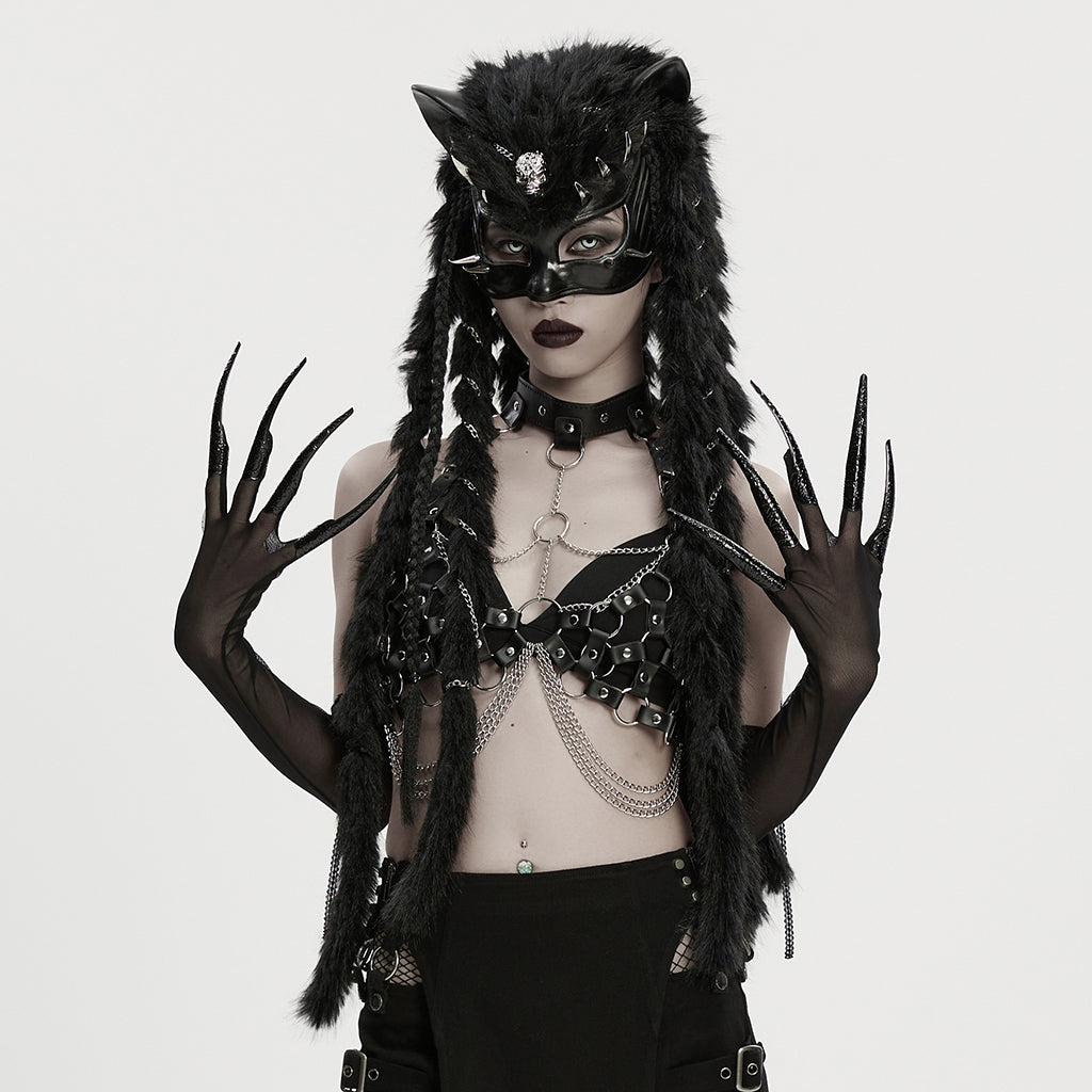 Punk Rave Fluffy Goth Gloves - DevilGothic DevilGothic