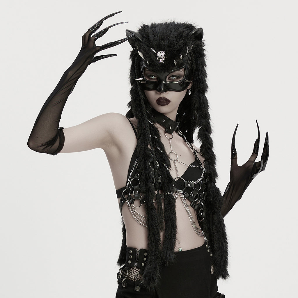 Punk Rave Fluffy Goth Gloves - DevilGothic DevilGothic