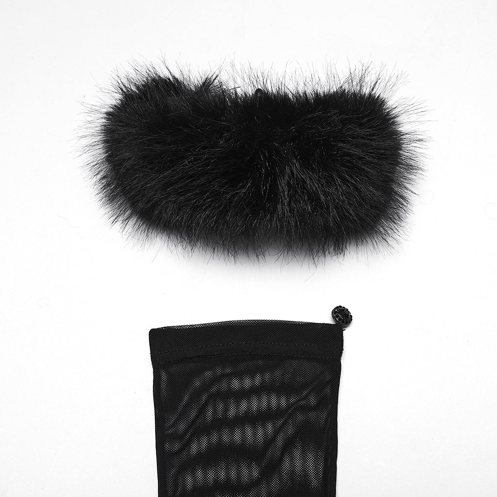 Punk Rave Fluffy Goth Gloves - DevilGothic DevilGothic