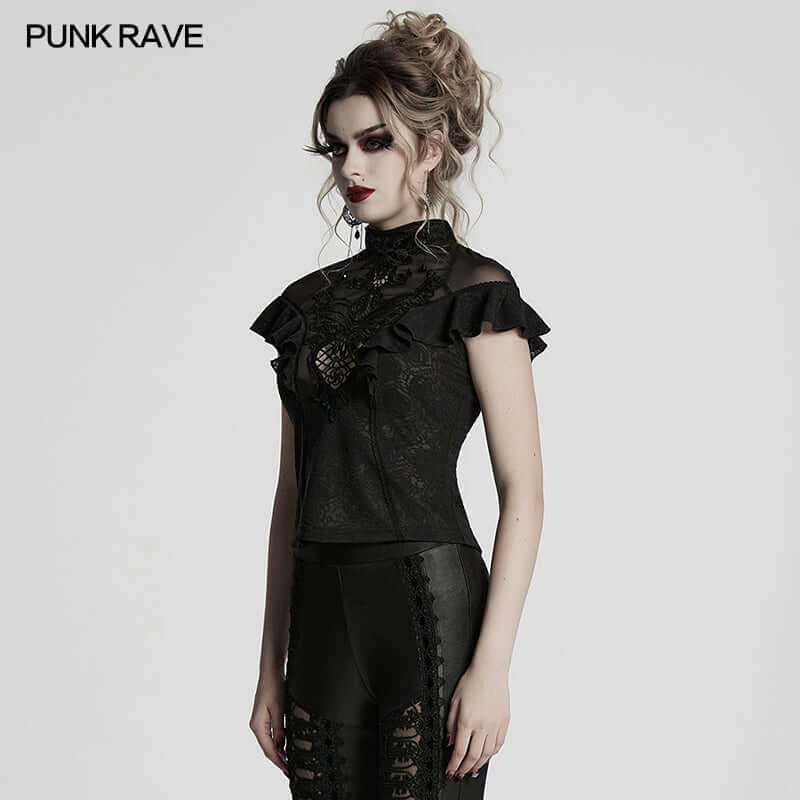 Punk Rave Gothic Applique Top - DevilGothic DevilGothic