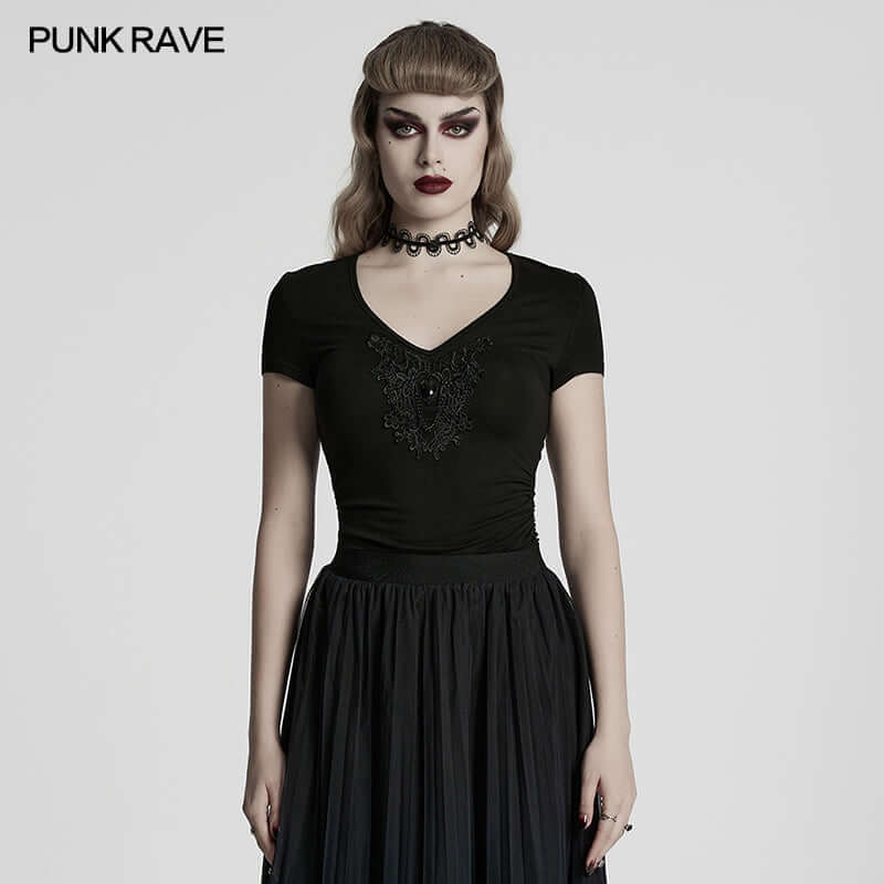 Punk Rave Armida V-neck T-shirt - DevilGothic DevilGothic