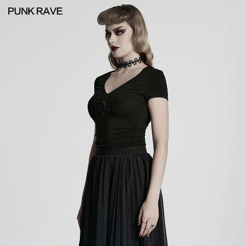 Punk Rave Armida V-neck T-shirt - DevilGothic DevilGothic
